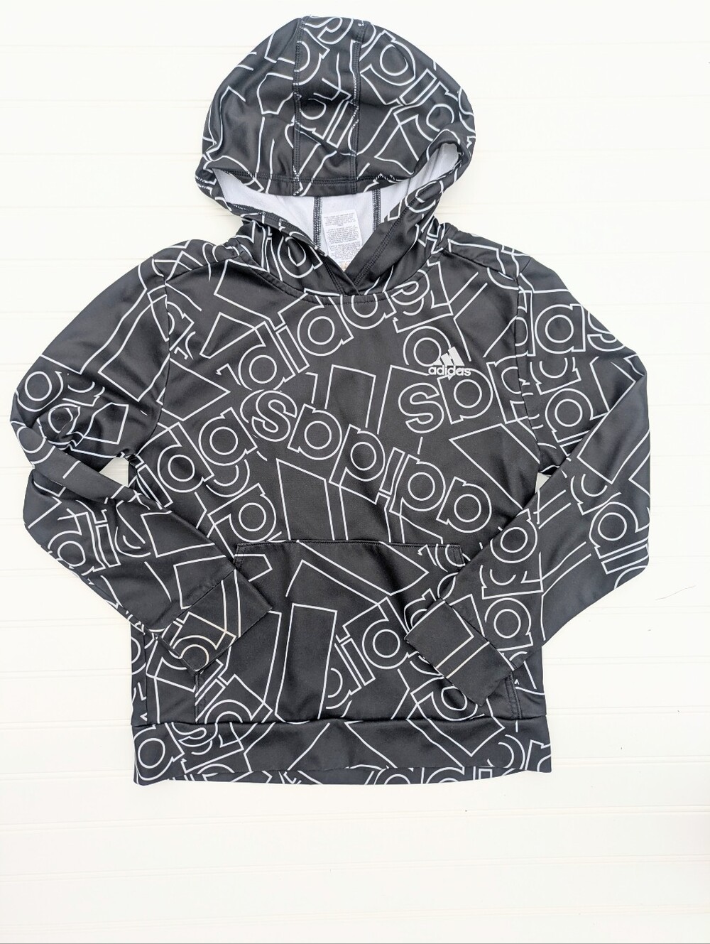 Adidas Black Tech Fleece Logo Hoodie